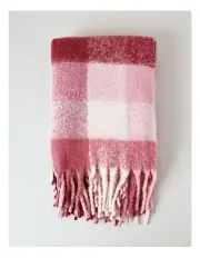 [Vue] Faux Mohair Check Throw in Berry