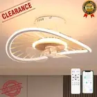 19.6" Smart LED Ceiling Fan White Low Profile Remote App Control Modern Light