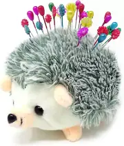 Furry Hedgehog Shape Pin Cushion Fabric Pin Holder for Sewing or DIY Crafts (Gre