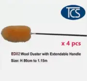 4 x JANITOR EXTENSION LAMB WOOL DUSTER 80CM TO 1.15M PLASTIC Handle