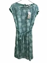 S. Oliver Dress NWT In Teal With Palm Trees Print Has Pockets And Tie Size US 14