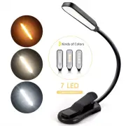 Rechargeable Book Light Mini 7 LED Reading Light 3-Level Warm Cool White Flexibl