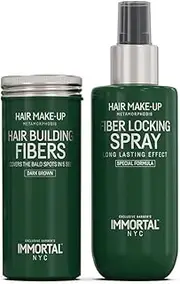 Immortal NYC Hair Building Fibers 20gr & Fibers Locking Spray 150ml 2 In 1 Set - Dark Brown
