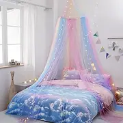Mosquito Net Bed, Canopy Bed, Canopy for Girls, Rainbow Canopy for Double Bed, Single Bed, Hanging Mosquito Net Bed, Canopy Bed Curtains for Travel and Home, Indoor, Outdoor
