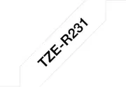 Brother TZe-R231 Labelling Tape Cassette, Black on White, 12 mm (W) x 4M (L), Ribbon Tape, Brother Genuine Supplies