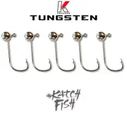5 Pack - Tungsten Panfish Jig SILVER 1/16 oz #2 Wide Gap Hook Kenders Outdoors
