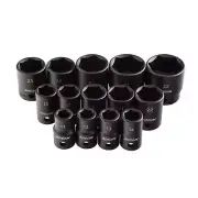 TOOLS 1/2" Drive Shallow Impact Socket Set, Metric, 11mm - 32mm, 14 Pieces (A...