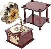 Vintage Gramophone Music Box Ornament for Desktop Decor Retro Phonograph Music Box for Home Decoration Birthdays and Anniversaries