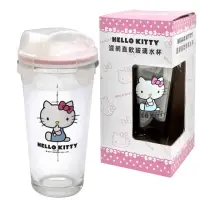 在飛比找momo購物網優惠-【SANRIO 三麗鷗】Hello Kitty掀蓋式玻璃水杯