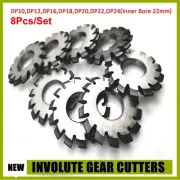 8 Pcs/Set 14.5° Involute Gear Cutter DP8-DP22 PA14-1/2 Bore 22mm HSS 8H Set