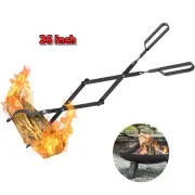 26" Fireplace Tongs Heavy Duty Fire Pit Log Grabber Wrought Iron Campfire Use