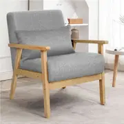 ALFORDSON Armchair Lounge Accent Chair Wooden Fabric Light Grey