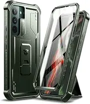 [Dexnor] Compatible with Samsung Galaxy S22 Plus 5G Case with Built-in Screen Protector Military-Grade 360 Full Body Shockproof Bumper Protection Cover with Stand - Military Green