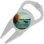 Ontario Moose Golf Ball Marker Divot Repair Tool Bottle Opener