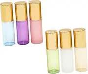 EPIGEIST 6Pcs Glass Roll Bottles Refillable Essential Oil Subpackaging White Blue Pink Purple Portable Leak for Travel DIY Formulations