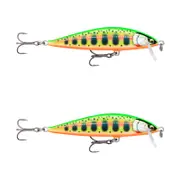 2x Rapala 9.5cm Countdown Sinking Hardbody Balsa Fishing Lures - Chartreuse