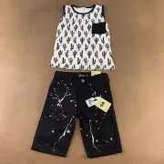 Trestles Supply Co Boys 6 Black White Cactus Tank Distressed Denim Short Set NWT
