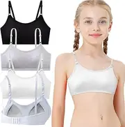 [YUFFQOPC] 4 Piece Bustier Girls' Sports Bras Teens Underwear, Girls Bustier Girls Padded Training Bras with Firm Padded and Adjustable Shoulder Strap, Girls Bra for 13-18 Years, multicoloured, One size