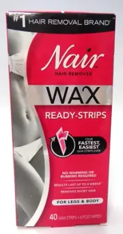 NAIR WAX READY STRIPS FOR LEGS & BODY - 40 STRIPS - 6 POST WIPES
