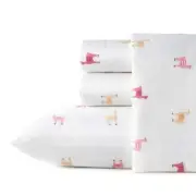 Poppy + Fritz Full Size Sheet Set 4-Pcs Cotton Machine Washable Pink Graphic