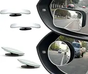 4 PCS Blind Spot Mirror, 2" Rectangle/Round HD Glass Frameless Convex Rear View Mirror, Exterior Wide Angle Side Car Blind Spot Mirror for Larger Image and Improved Traffic Safety