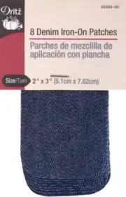 Dritz Iron-On Patches 2"X3" 8/Pkg-Dark Blue Denim