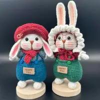 在飛比找蝦皮商城精選優惠-【Z小姐】毛線編織兔子玩偶 針織糖糖兔鉤針玩偶 成品DIY毛
