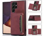 067 Three Fold Wallet Phone Case Card Insertion Suitable for Samsung S24