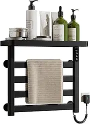 OihPaw Towel Warmer,Black Towel Warmer Rack for Bathroom,with Top ShelfWall Mounted Towel Heater with Intelligent Touch Screen Timer,20.47 * 19 inches