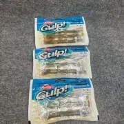 Lot of 3 Berkley GSSHR3-NAT Gulp! 3" Natural Shrimp Soft Bait Fishing Lure