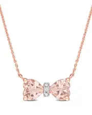 Rina Limor 10K Rose Gold 1.01 ct. tw. Diamond & Morganite Bow Necklace