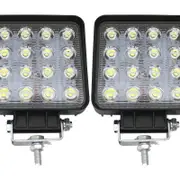 Elinz 2x 4" LED Work Light Square 60Â° Flood Lamp 96W IP67 Offroad Tractor 12V 24V