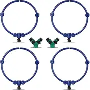 4Pcs 360° Tree Water System Tree Root Watering Ring Circle Sprinkler and Irrigation Deep Root Tool Targeted Water with Y Hose Splitter for New Tree Outdoor Plant (Blue)