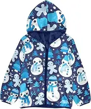[GuoChe] Girls Sherpa Lined Hoodie Blue Gingerbread Man Snowman Christmas Tree Baby Boys' Outerwear Jackets Navy Blue Toddler