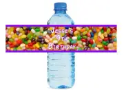 Jellybean kids candy water bottle labels, easy to use, self stick Birthday Party