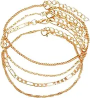 [Generic] Layered Link Chain Anklet Vintage Chain Anklet Punk Thin Ankle Minimalist Chain Anklet Foot Chain Jewelry for Women