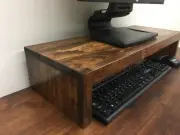 26" Computer Monitor Riser Stand Modern Style Rustic Wood by JDI Home