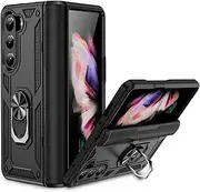 [Asuwish] Compatible with Samsung Galaxy Z Fold 5 5G 2023 Case and Stand Ring Holder Magnetic Kickstand Cell Accessories Phone Cover for Gaxaly ZFold5 Z5 Fold5 5Z ZFold55G for Women Men Black