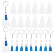 20 Sets Acrylic Cheer Megaphone Key Chains with Tassel, Blue Tassel Charms