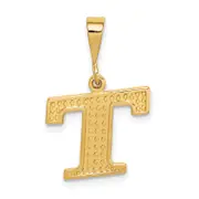 14K Yellow Gold Textured Initial T Charm