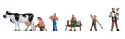 Noch 15609 HO Scale Peasant Family -- 5 People, 5 Farm Animals