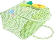 GRADENEVE Handwoven Large Car Storage Bag Multi Functional Cotton Rope Organizer for Easy Crafting Picnic Use and Flower Girl Events Small Round Basket with Handles for Vehicle Organization