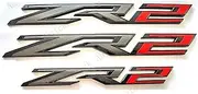 Aimoll 3Pcs Fender Rear ZR2 Emblem 3D Badge Nameplate Letter Decal Sticker Replacement for 2022-2024 Silverado 1500 (Gloss Black Red)