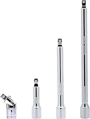 VÄRMA 4 Piece 1/4 Inch Drive Socket Wobble Extension Bar Set (2”, 4”, 6”, Universal Joint Socket Adapter), 1/4 Inch Drive Universal Joint Socket Adapter, Ideal for Automotive, DIY use