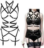 [NSKRKOW] Women's Body Harness Bra Fully Elastic Belt Adjustable Elastic Punk Dance Carnival Gothic Suit Clothing Accessories