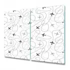 Tempered Glass Bread Board Induction Ceramic Hob Cover Airplanes White 2x30x52