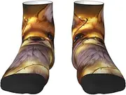[EdWal] cute Fox print Men's Moisture Control Crew Socks Socks For Men and Women Gifts For Golf, Hunting, Camping