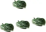 3pcs Serving Plate Wedding Elegant Home Dishes Cake Decor Dip Trinket Dish Appetizer for Shaped Ceramics Bowl Sushi Decorative Leaf Jewelry Ring Fruit Necklace Ceramic Holder (Color : Greenx2pcs, Si