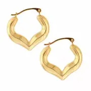 3/4" Polished Half Heart Hoop Earrings Real 10K Yellow Gold 0.6gr