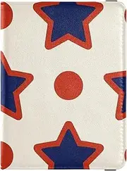 [Amooorous] Wine Red Stars Dot Beige Leather decorative waterproof passport holder Vaccine Case Protector Cover Passport Cover Waterproof, wine red stars dot beige, 1 size